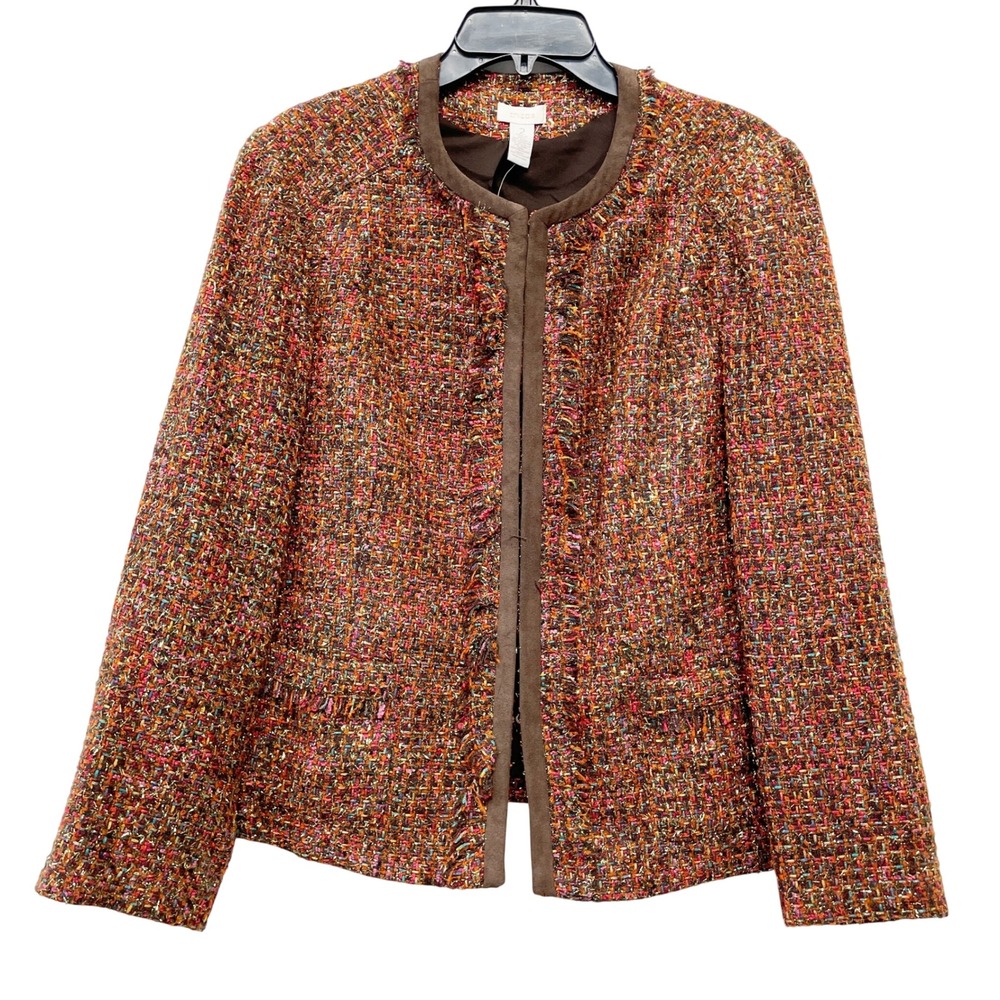Chico's Women's Multicolor Rainbow Shine Tweed Vikey Jacket‎ Size 2 Large